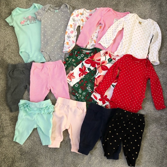 Newborn Bundle Short Sleeve Long Sleeve Onesies and Pants - Picture 1 of 6